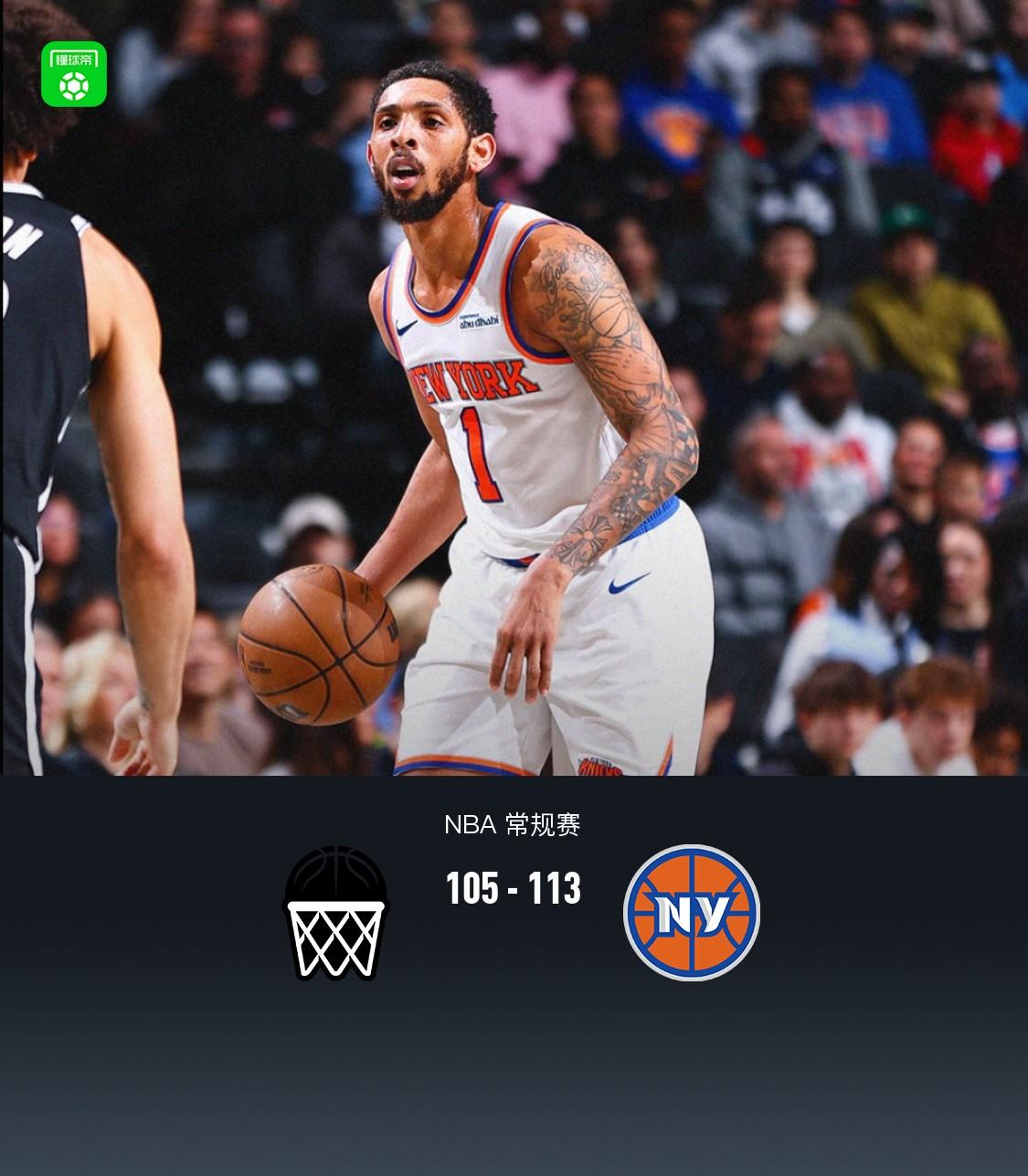 尼克斯险胜篮网，取得系列赛领先